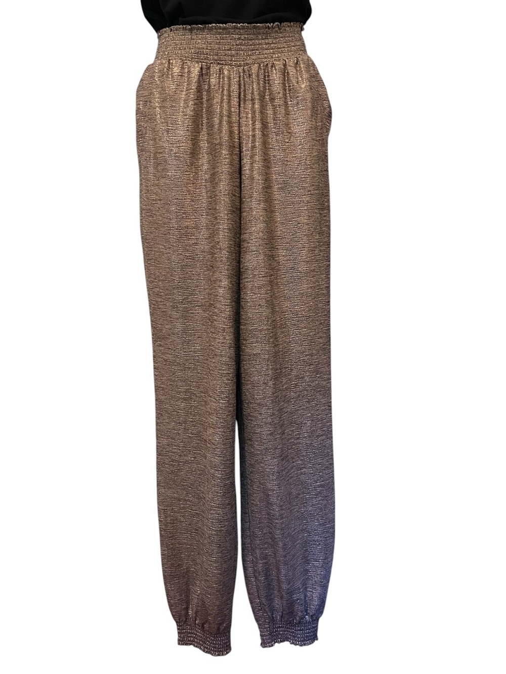 Anthropologie Metallic Joggers Melora Pink Rose Gold Elastic Waist Pants XS - Picture 2 of 13